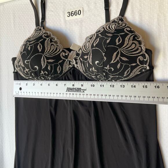 Ambrielle Women Intimate Dress size M Sexy Padded Bra Embroidered Maxi Black - Picture 2 of 6
